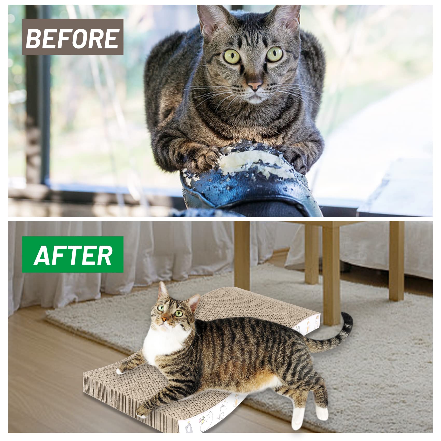 PatiencET Cat Scratcher Cardboard 4 Pack Cat Scratch Pad Sofa