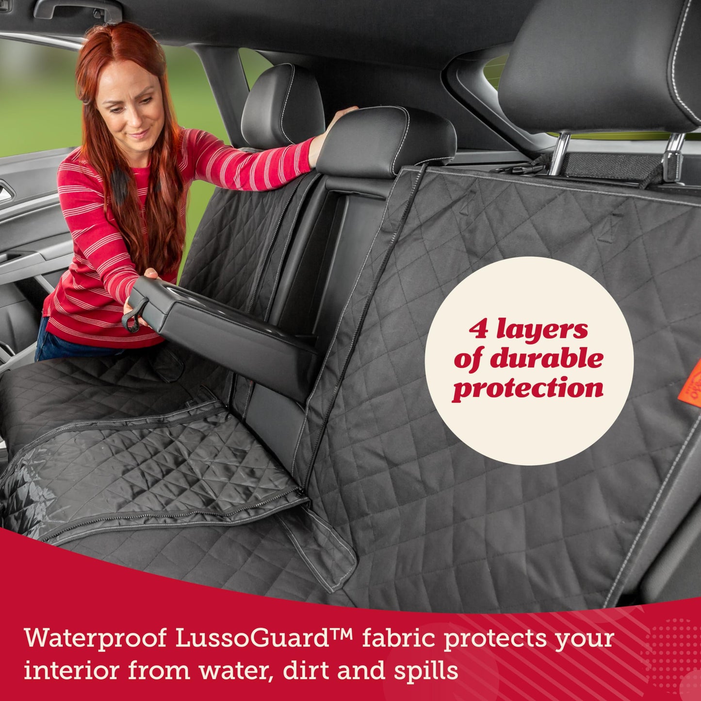 Lusso Gear Dog Car Seat Cover Waterproof Non-Slip Car Back Seat