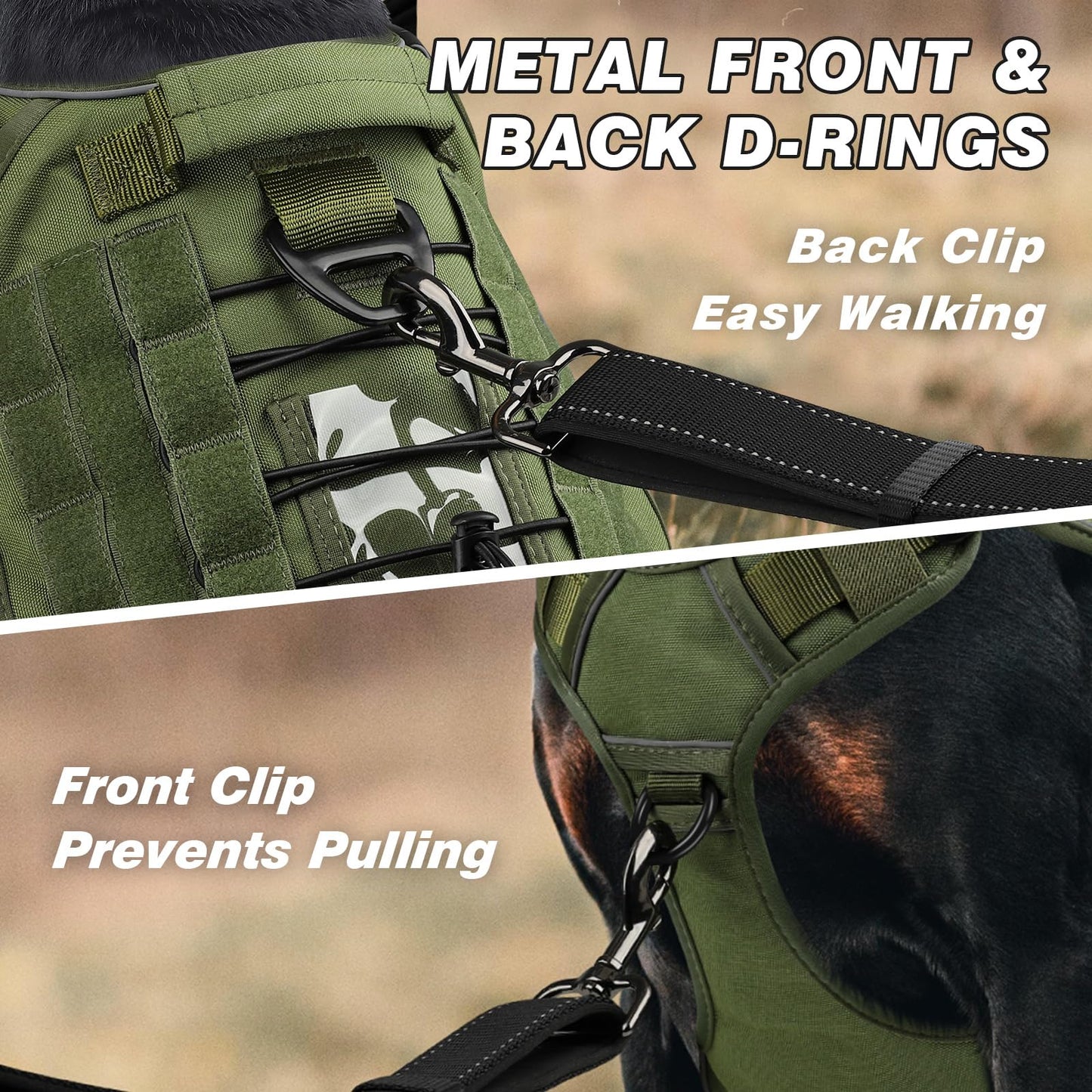 WINGOIN Tactical Dog Harness for Large Dogs, Heavy Duty No Harness