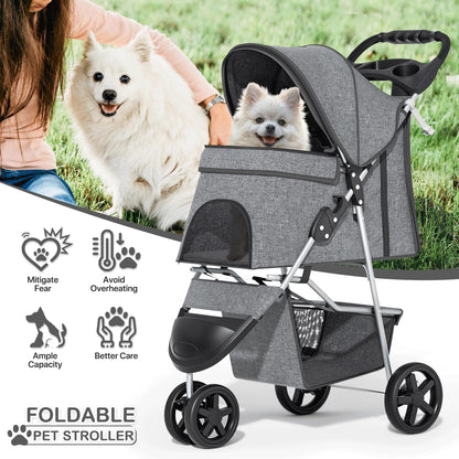 MoNiBloom 3 Wheels Pet Dog Cat Stroller