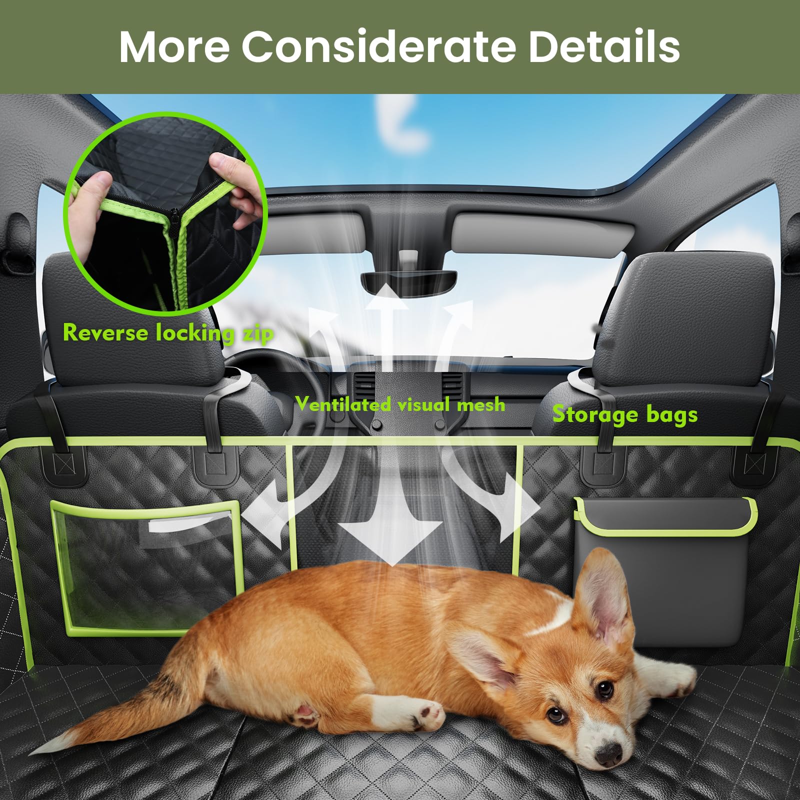 Back Seat Extender for Dogs 57 * Waterproof Leather Fabric Dog Seat