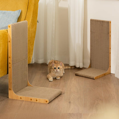 Conlun Cardboard Cat Scratcher, 23" L-Shaped Scratch Pad, Vertical Pad