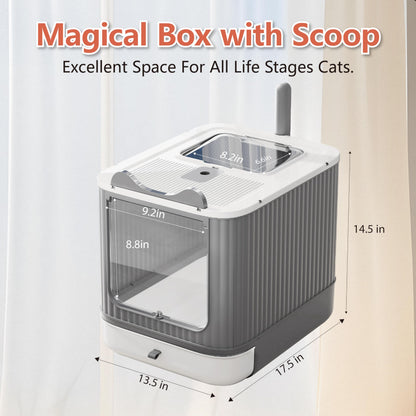 Upgraded Fully Enclosed Cat Litter Box with Lid, Covered Cat Box