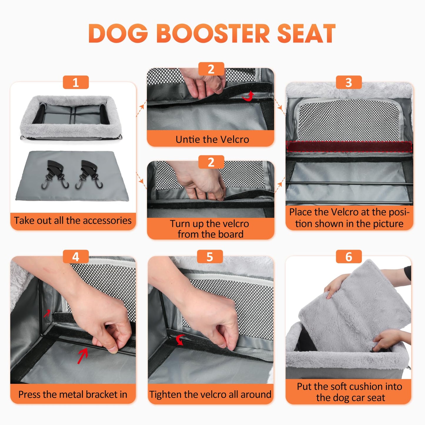 JOEJOY Deluxe Dog Booster Seat with Sturdy Metal Frame and Safety Seat