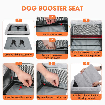 JOEJOY Deluxe Dog Booster Seat with Sturdy Metal Frame and Safety Seat