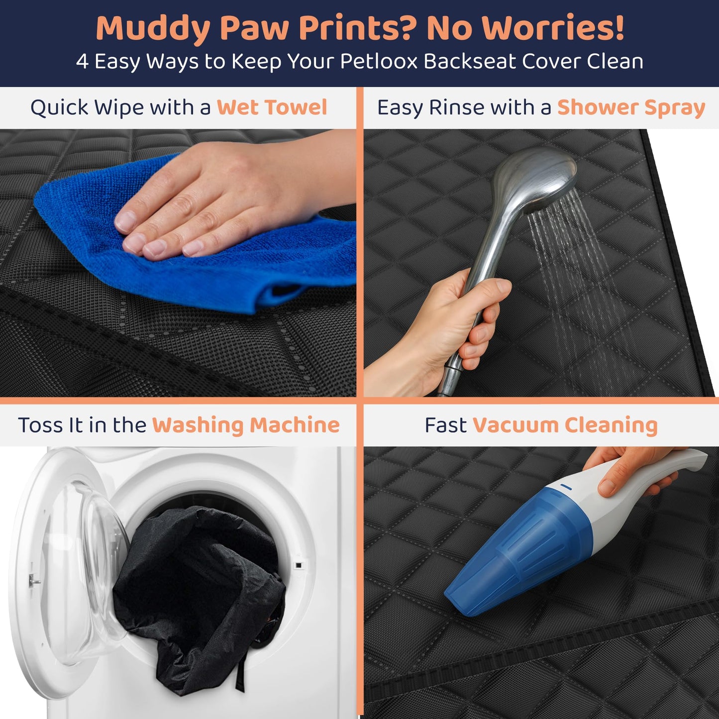 Petloox XL Dog Car Seat Cover for Back Seat, Waterproof Hammock