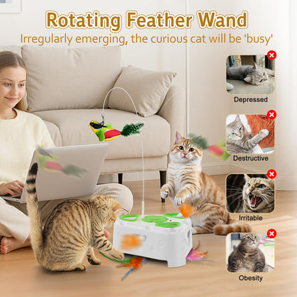 PANRIO 3-in-1 Interactive Cat Toys for Indoor Cats,Automatic Feather