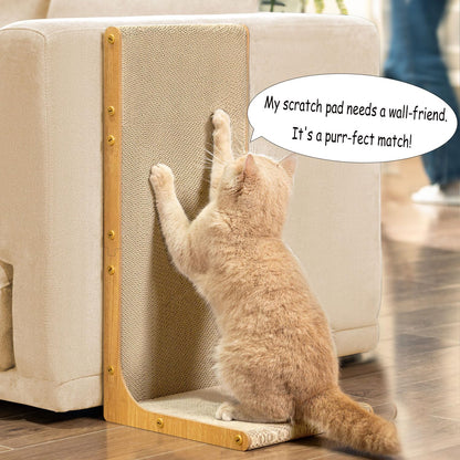 Conlun Cardboard Cat Scratcher, 23" L-Shaped Scratch Pad, Vertical Pad