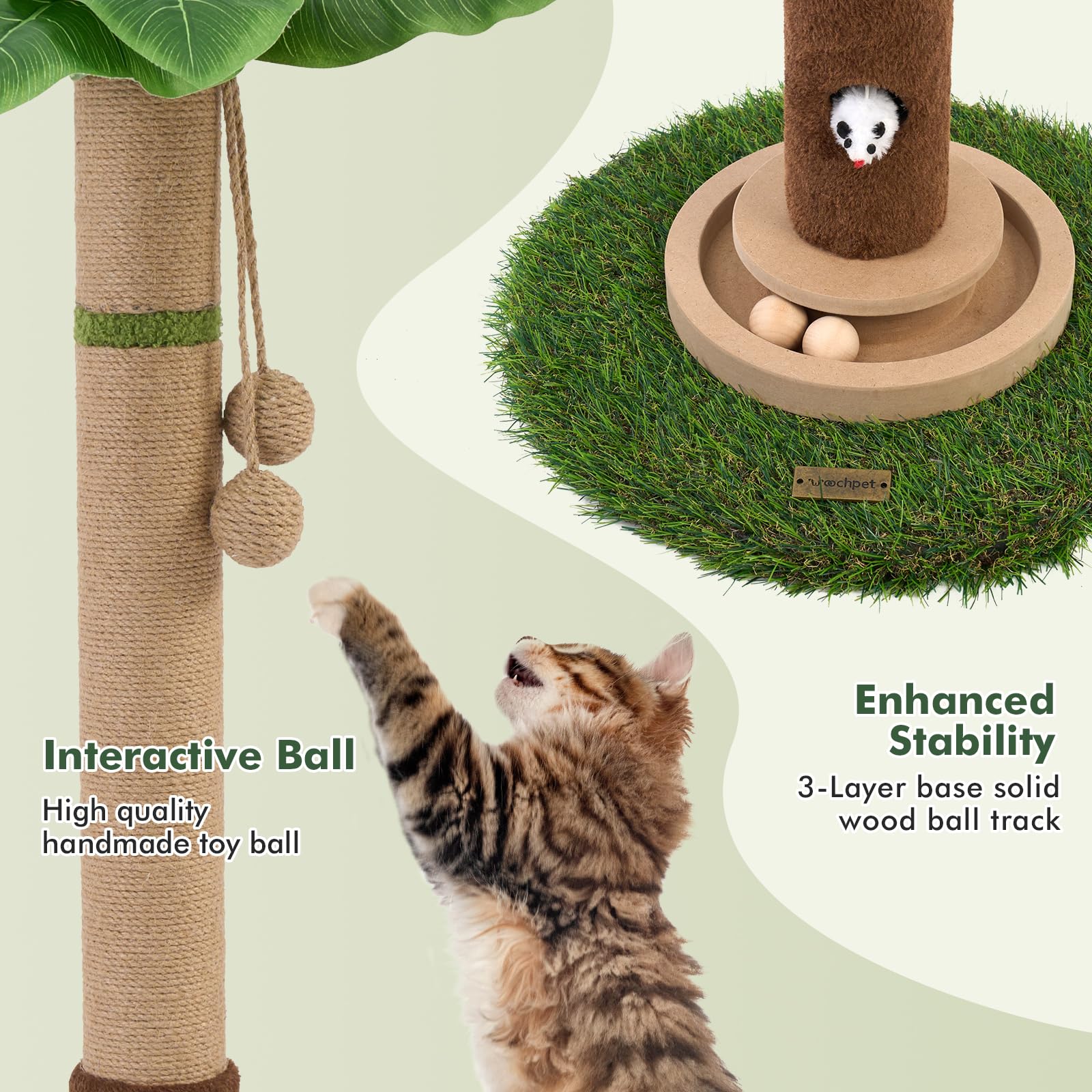 Woochpet Cat Scratching Post 35'' Tall Cat Scratcher Tree Tower