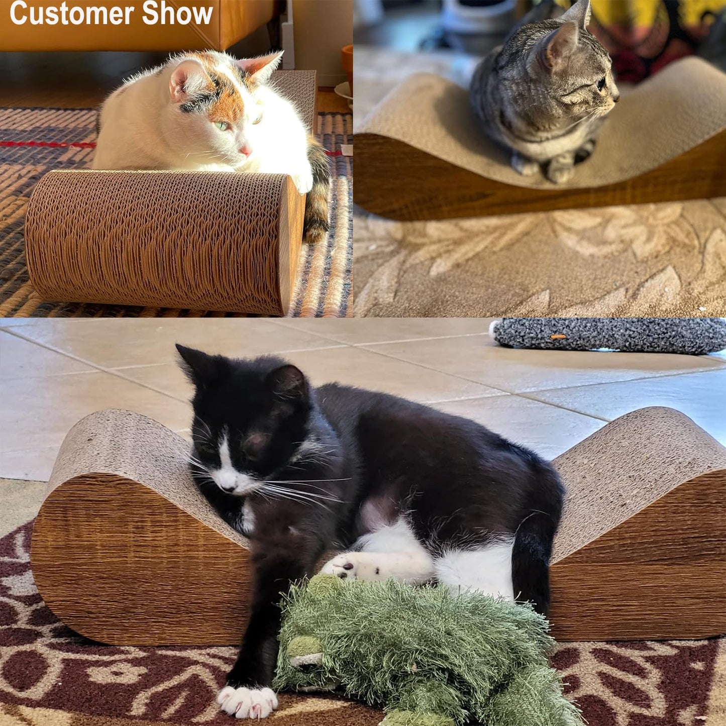 FluffyDream Cat Scratcher Cardboard Lounge Bed, Cat Scratching Pad