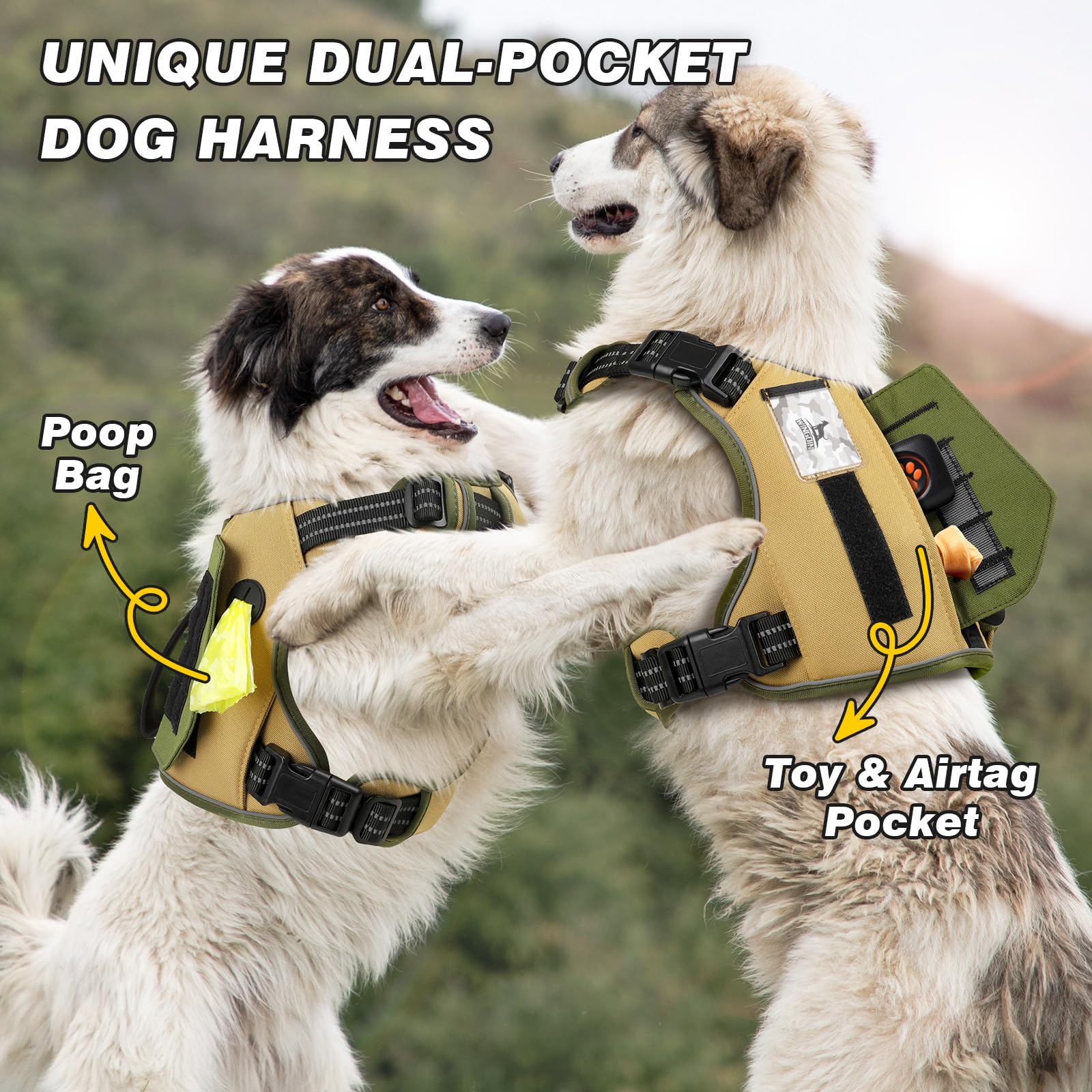 WINGOIN Tactical Dog Harness for Small Dogs, No Pull Harness