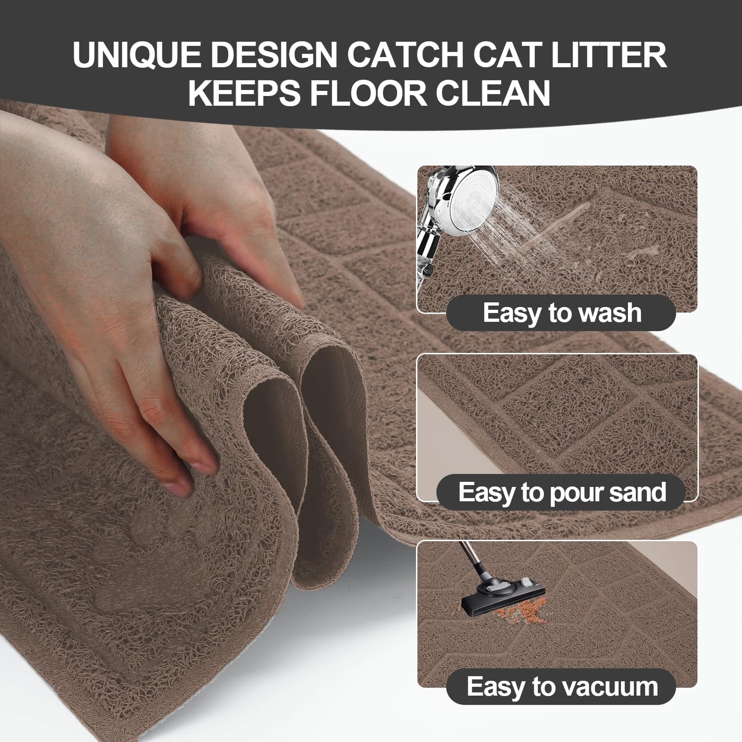 Motsamla Cat Litter Mat, Litter Trapping Mat Soft on Kitty Paws, Mat