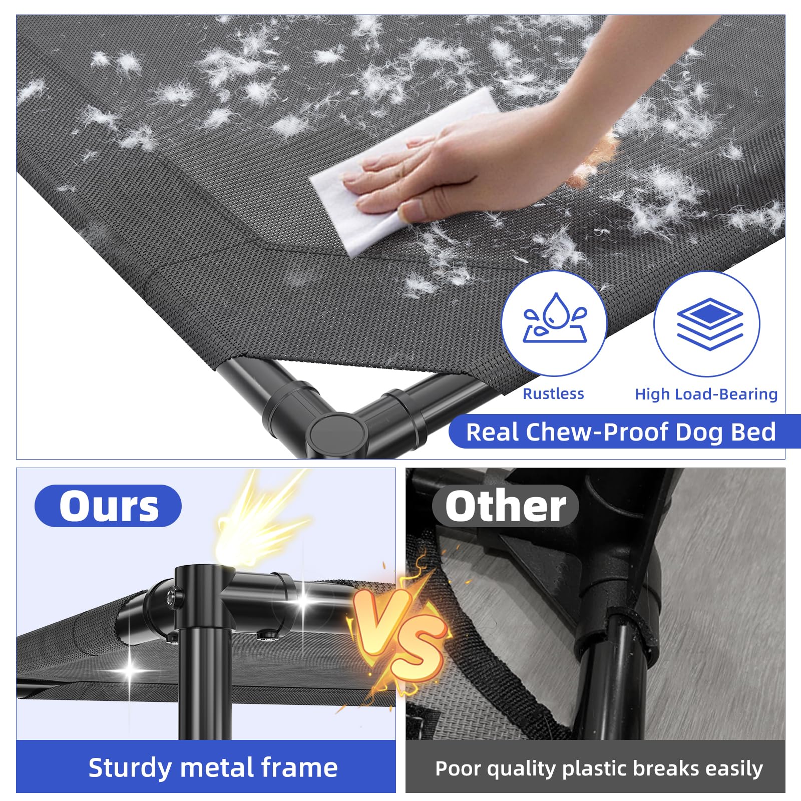 Simple Trending Elevated Dog Bed for Large Dogs, Waterproof Raised Bed