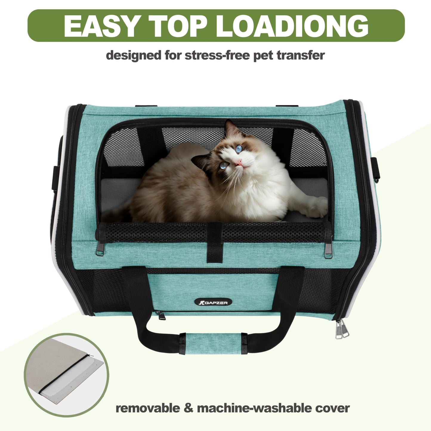 GAPZER Cat Carrier x11"x11" TSA Approved Ventilated Top Open Bag