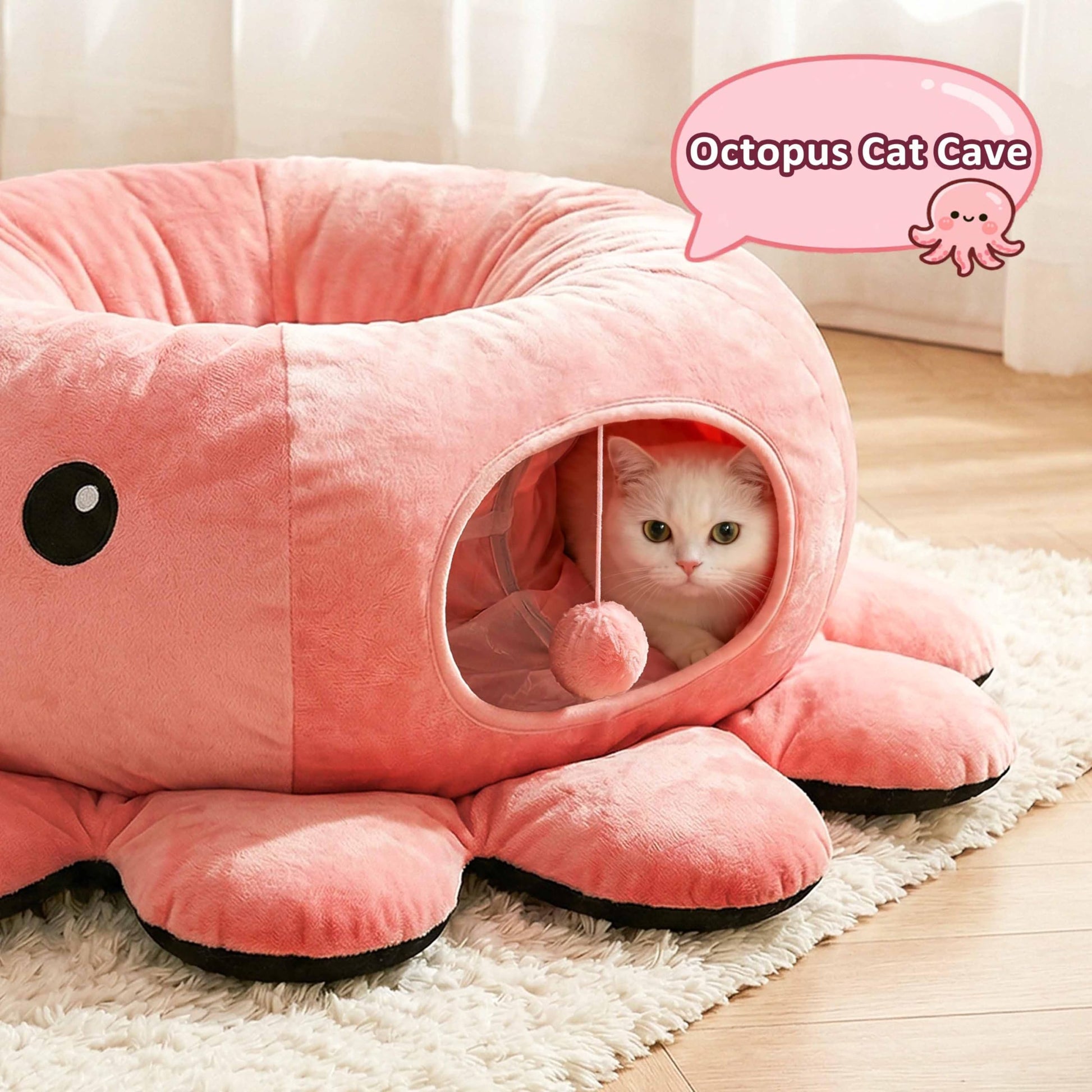 VIEFIN Cat Tunnel Bed with 20 Cat Toys, Collapsible Play Tunnel