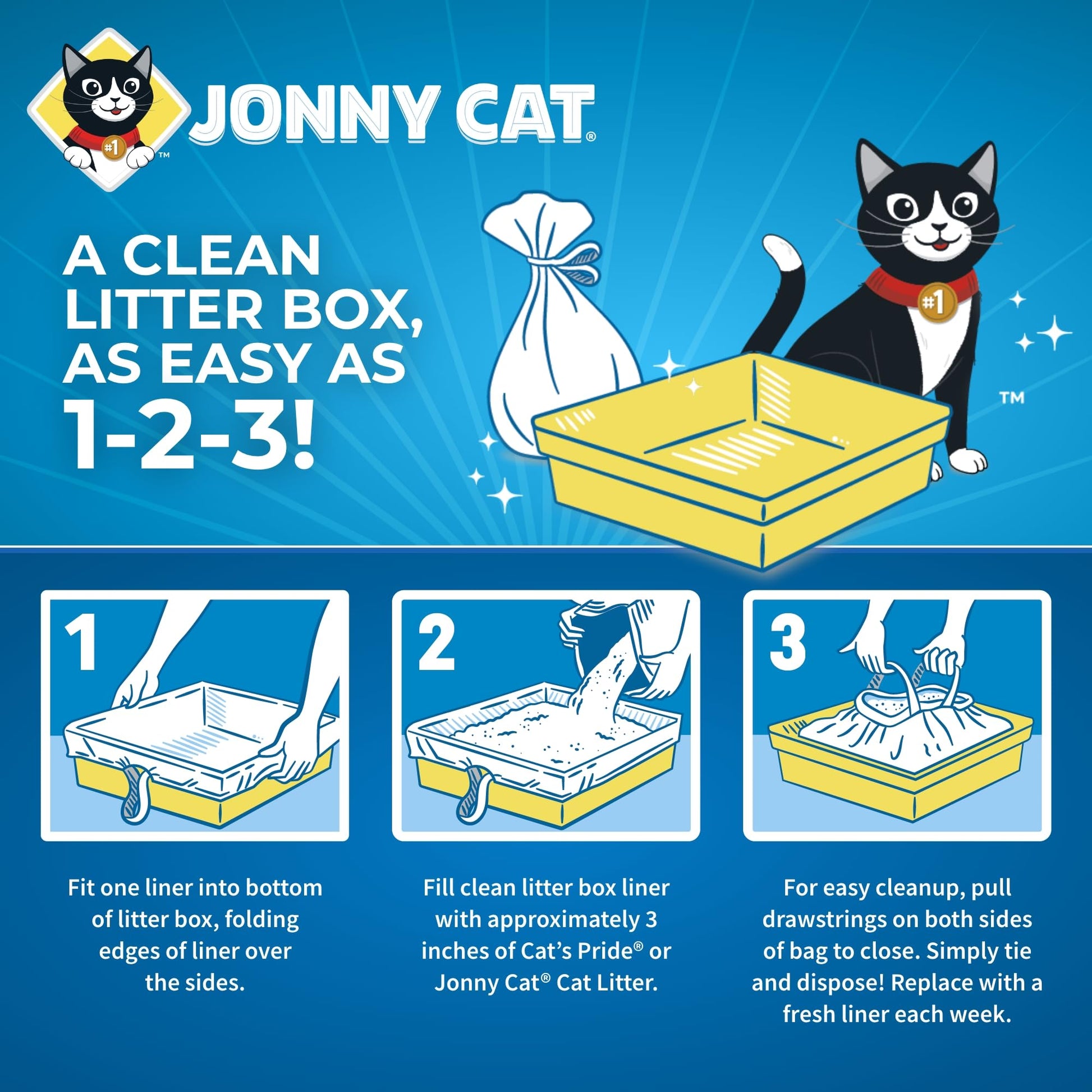 Jonny Cat Litter Box Liners: Heavy Duty Tear Leak Resistant Box