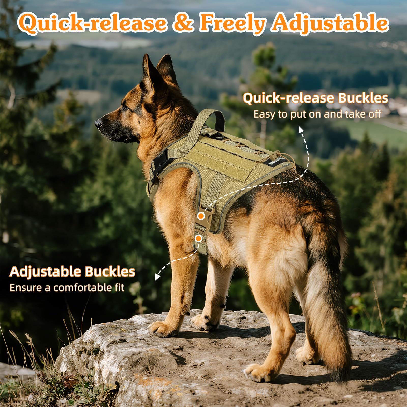 VavoPaw Heavy Duty Tactical Dog Harness for Small Dogs, No Harness