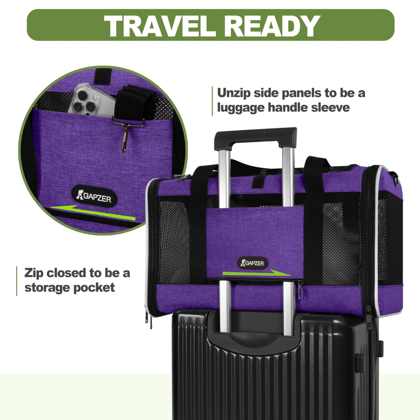 GAPZER Per Carrier for Cat FAA Complaint, Kitten Taxi Top Load Bag