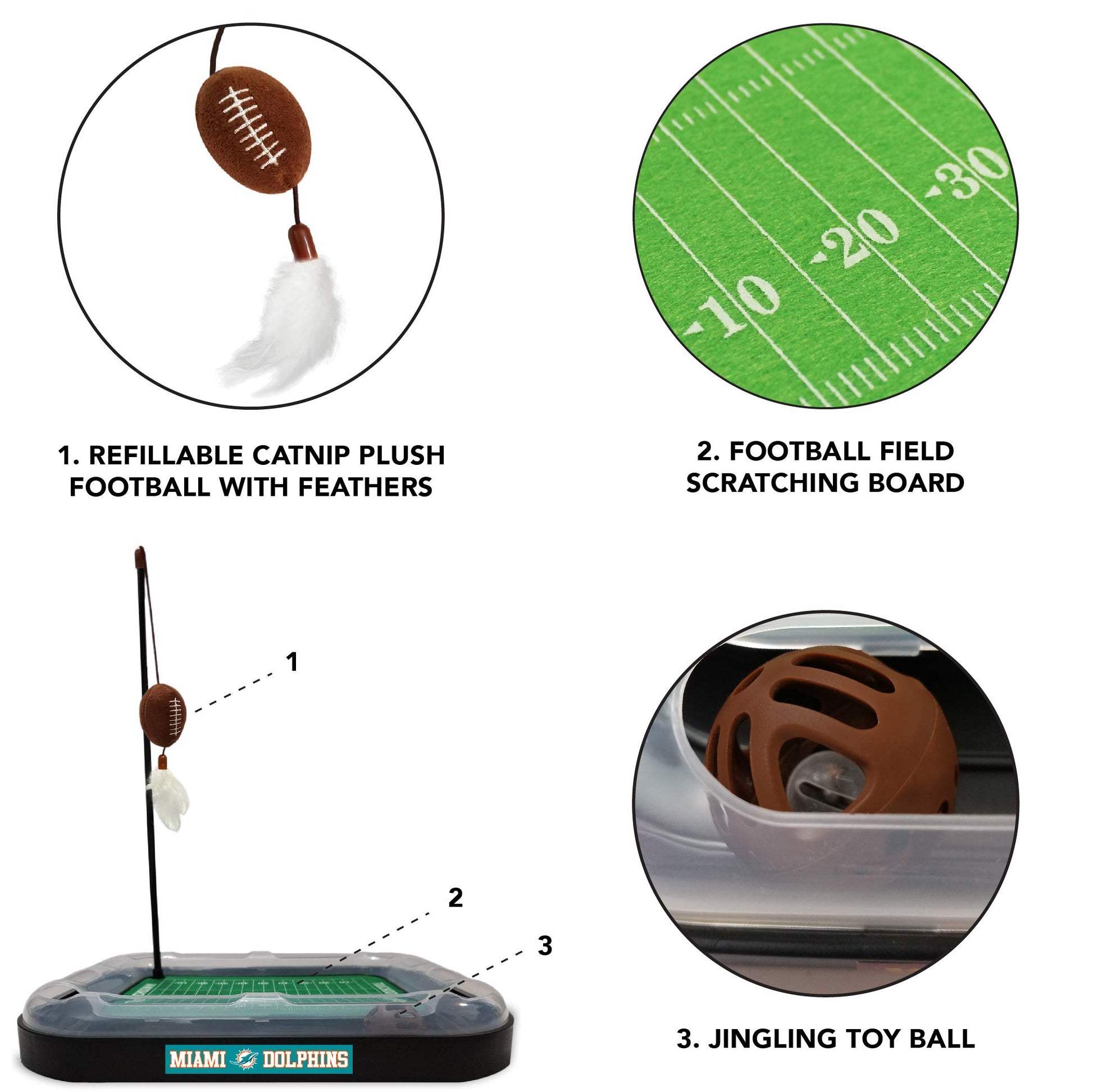Cat Football Field NFL MIAMI DOLPHINS FOOTBALL FIELD CAT SCRATCHER TOY