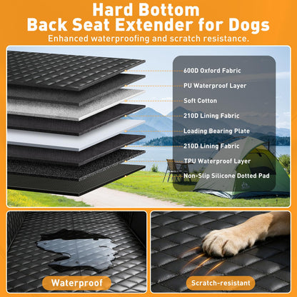 HOB4U Dog Car Seat Cover for Back Seat, Hard Bottom Back Seat Seat