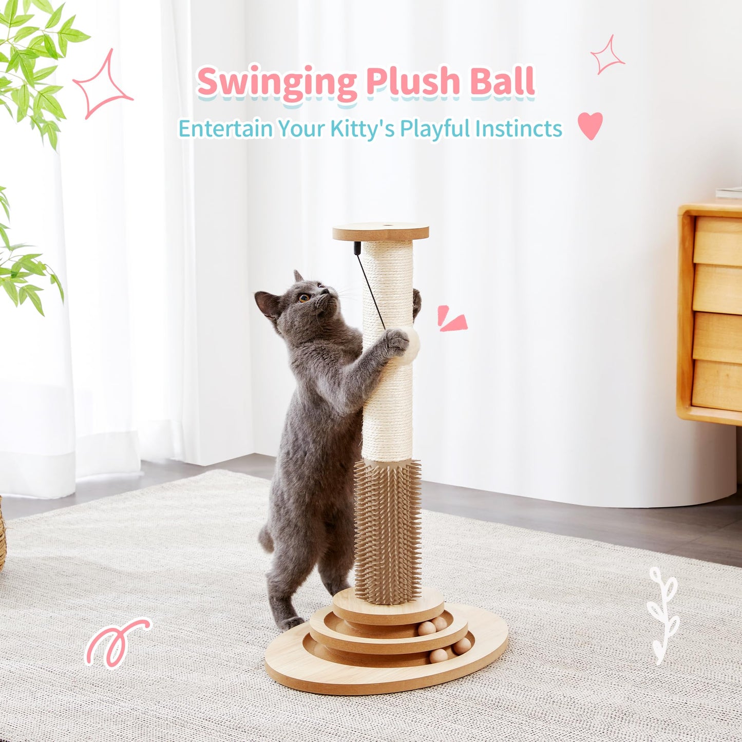 Made4Pets Cat Scratching Post, 23" Tall Sisal Cat Scratcher Post