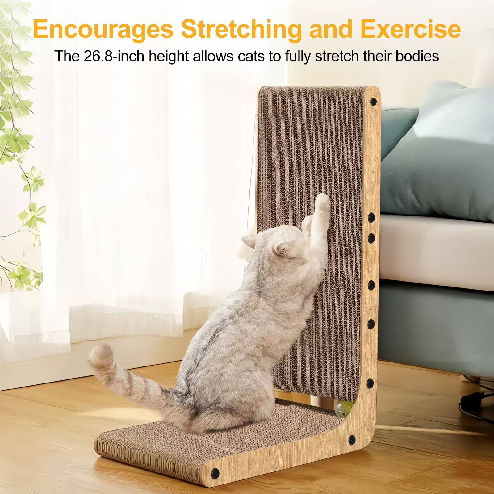 SOCATER Cat Scratcher L Shape Large, Cat Scratching Pad for Ball