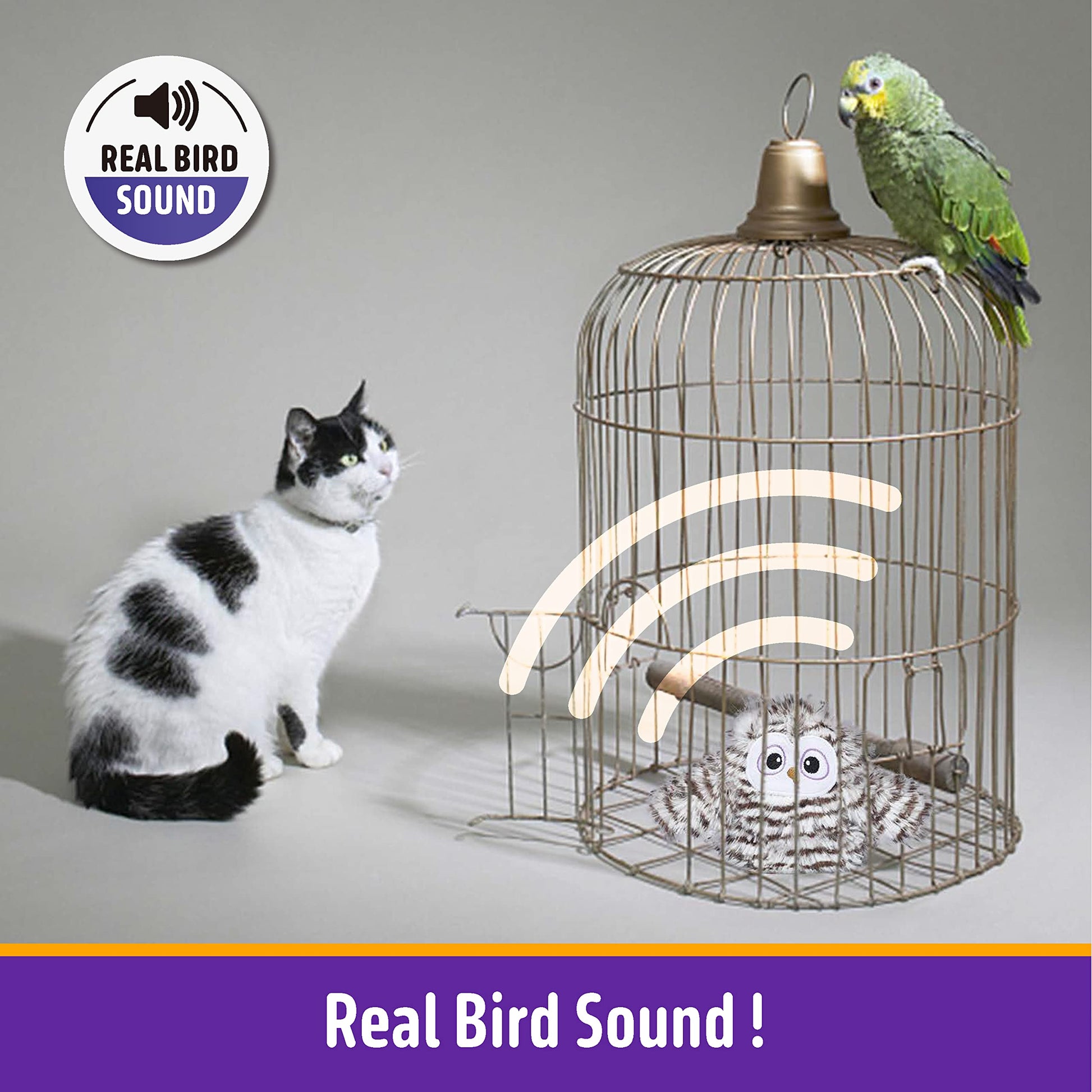 Kimee Interactive Cat Toy Rechargeable Automatic Chirping Owl Catnip