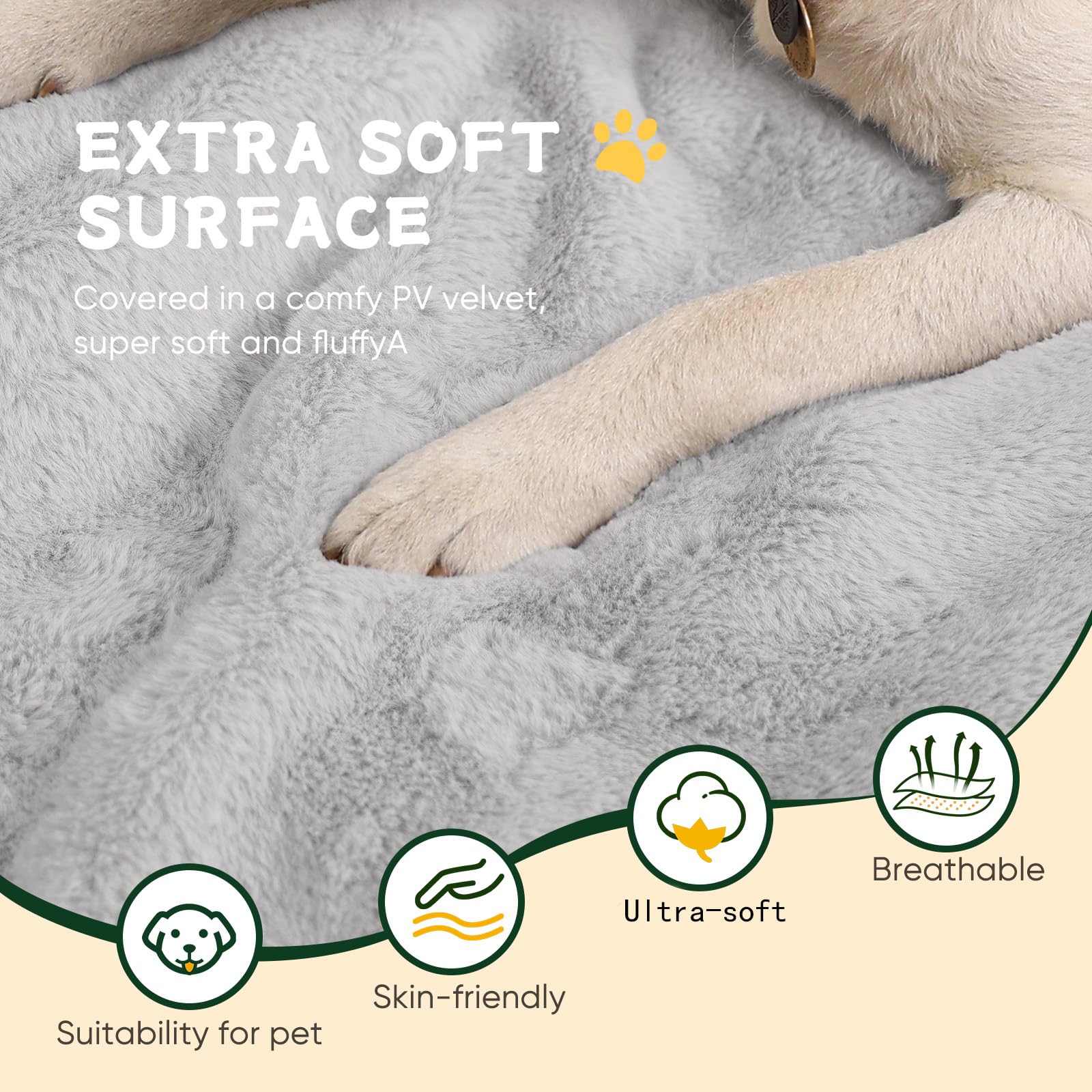 ZENGAOOU Dog Crate Bed Washable, Plush Anti-Slip Kennel Pad Bed