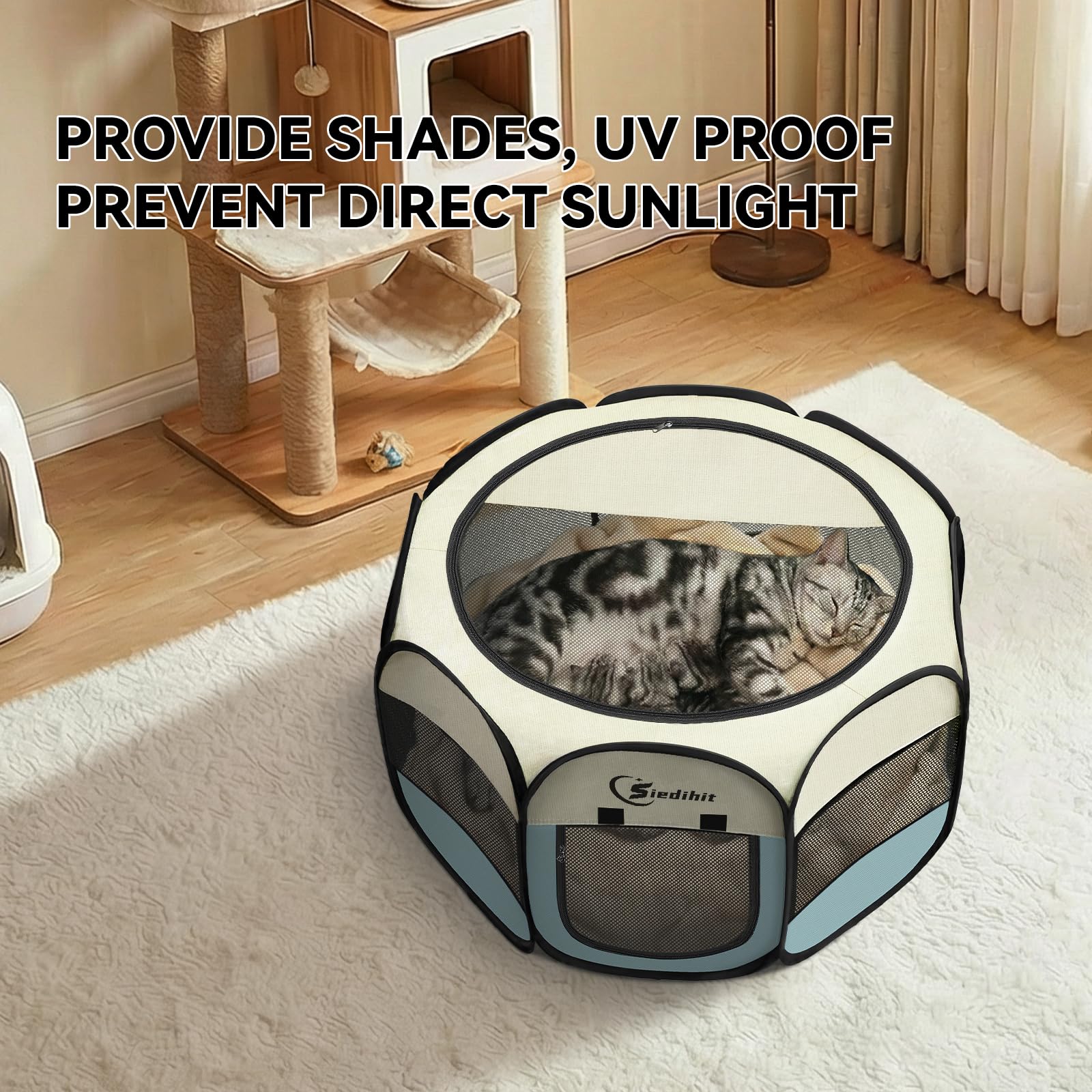 Siedihit Dog Cat Playpen, Puppy Pet Playpen Indoor for Small Dog Crate
