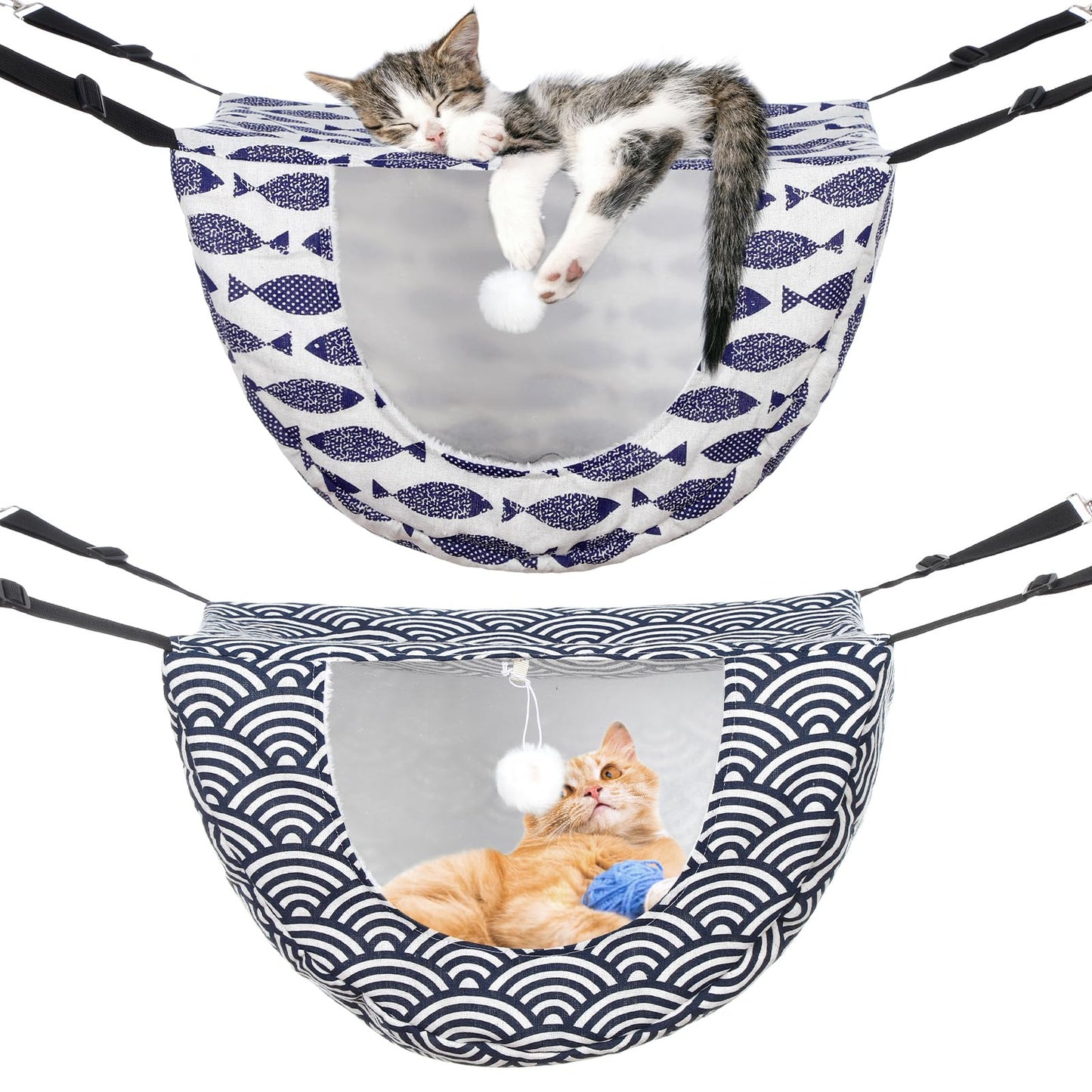 Unittype 2 Pieces Cat Cage Hammock Hanging Pet Bed Double Layer Bed