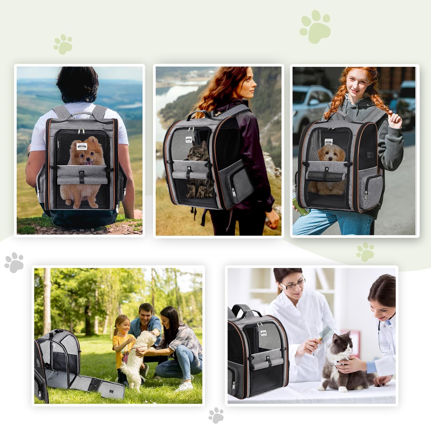 Lekebobor Cat Carrier Backpack, Expandable Pet Carrier with Carrier