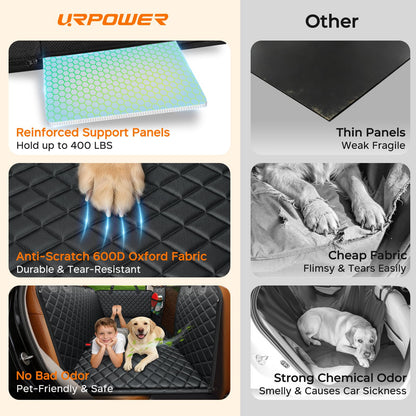 URPOWER Large Back Seat Extender for Dogs, Hard Bottom Dog Car Seat