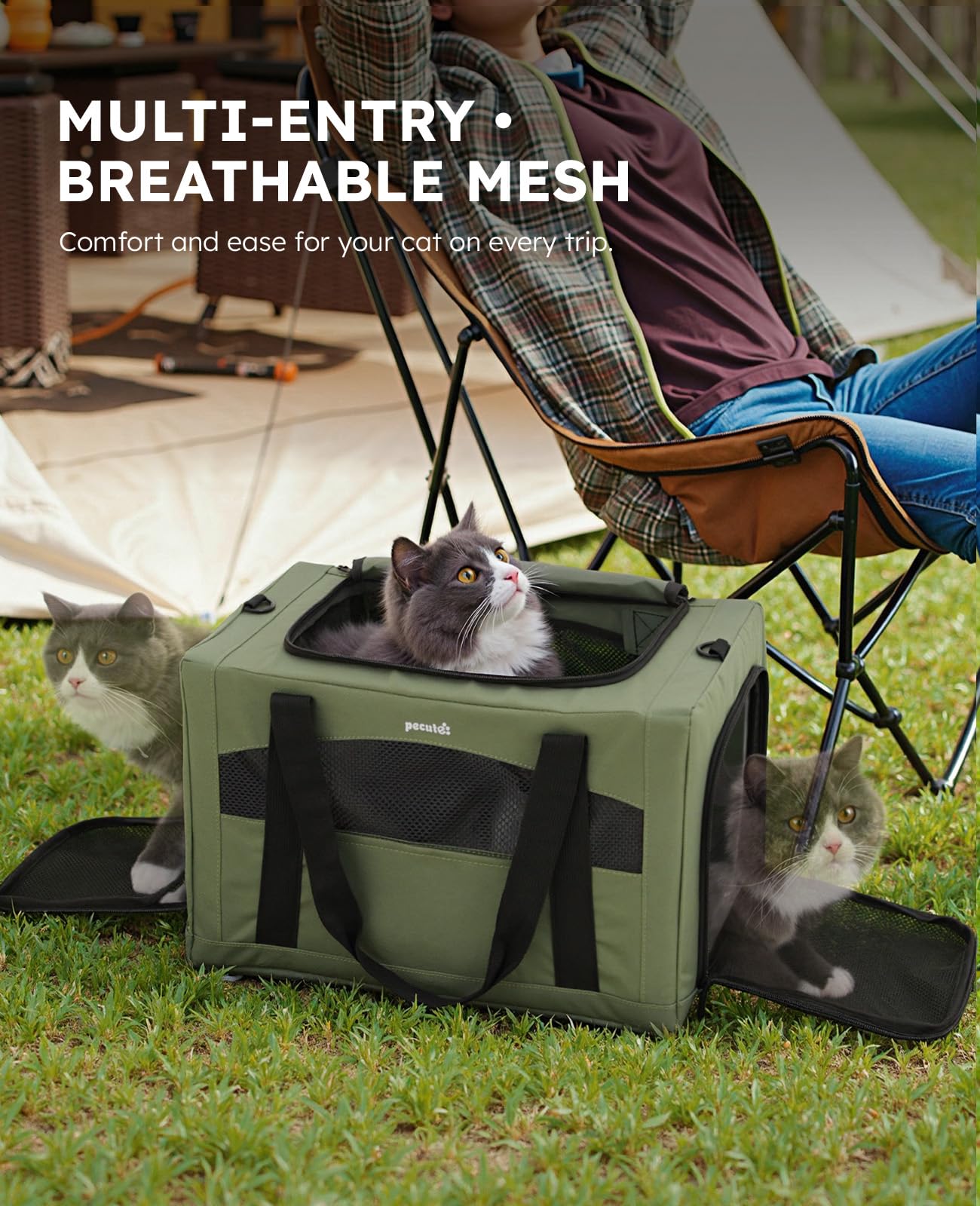Pecute Cat Carrier Stable, Pet Carrier with Hidden Anxiety Relief Bag