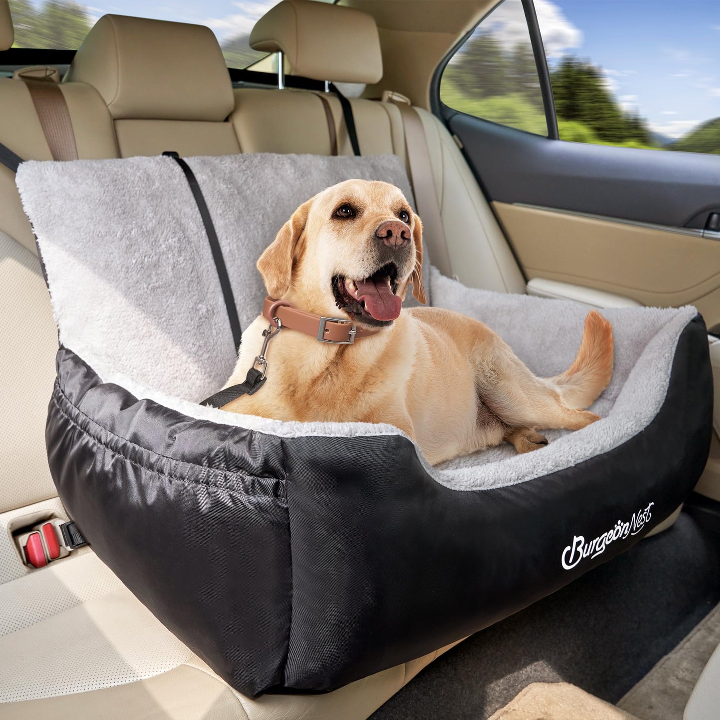 BurgeonNest Dog Car Seat for Medium/Large Dogs Under Soft Pet Car Seat