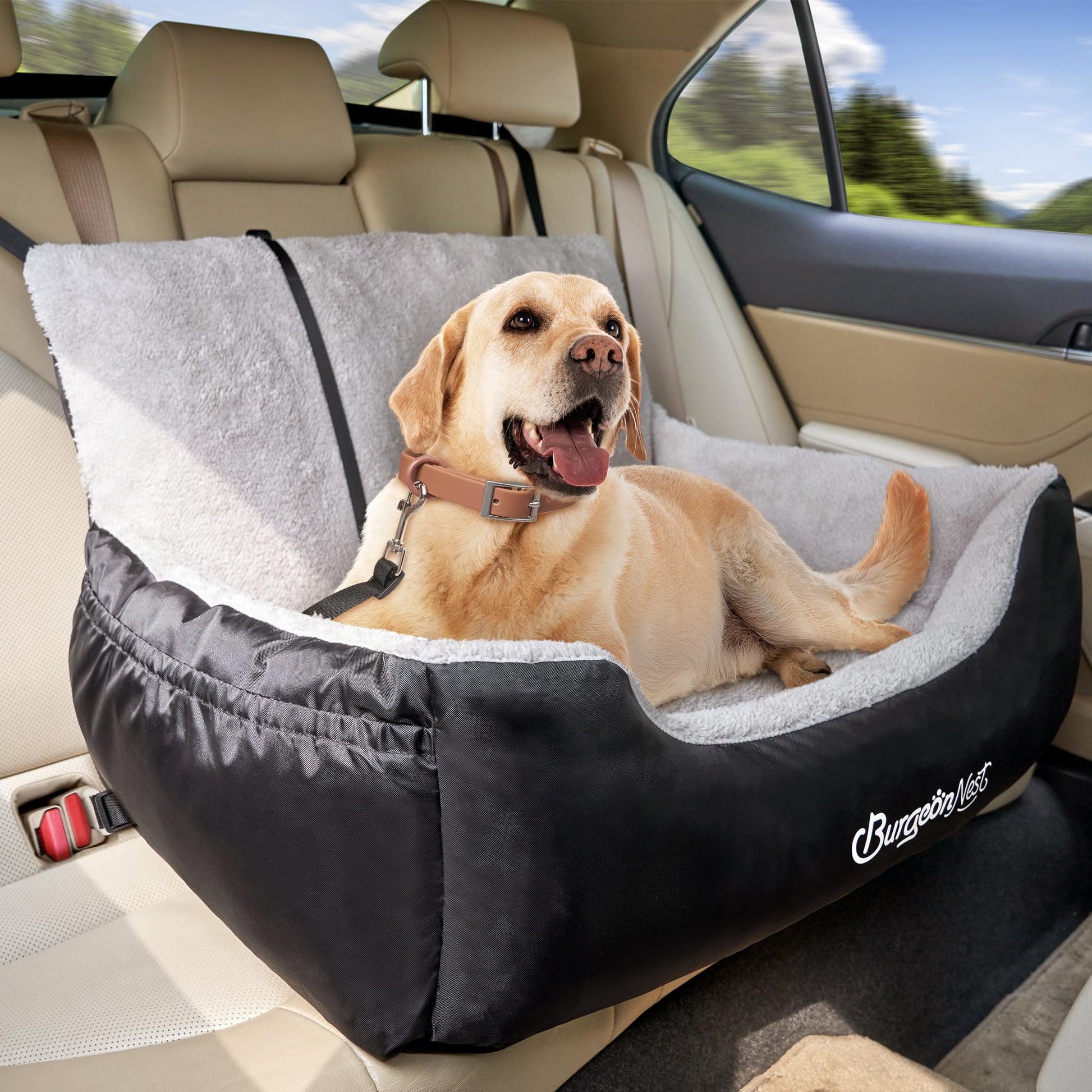 BurgeonNest Dog Car Seat for Medium/Large Dogs Under Soft Pet Car Seat