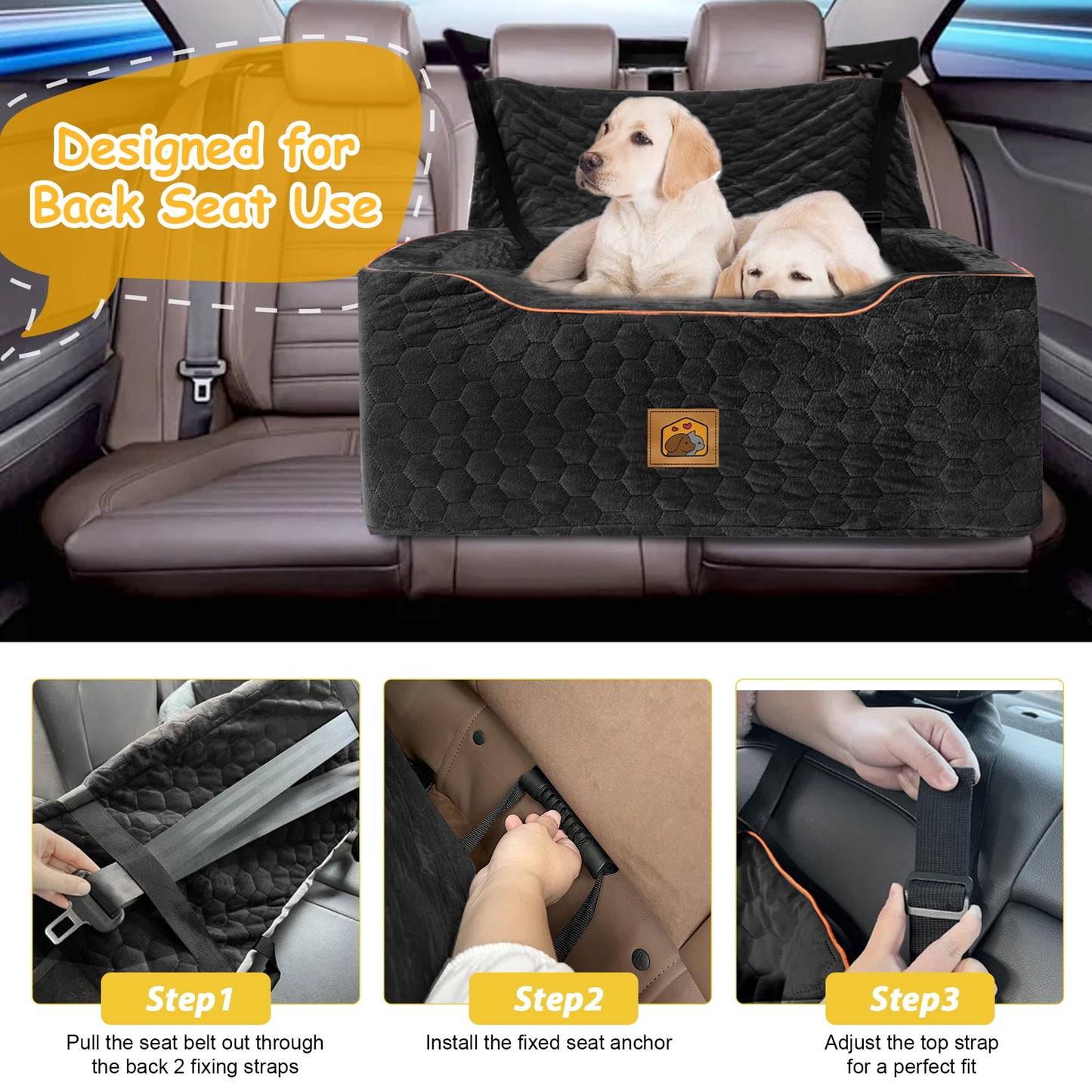 Dog Car Seat for Medium/Large Dog Booster Seat Under or 2 Seat
