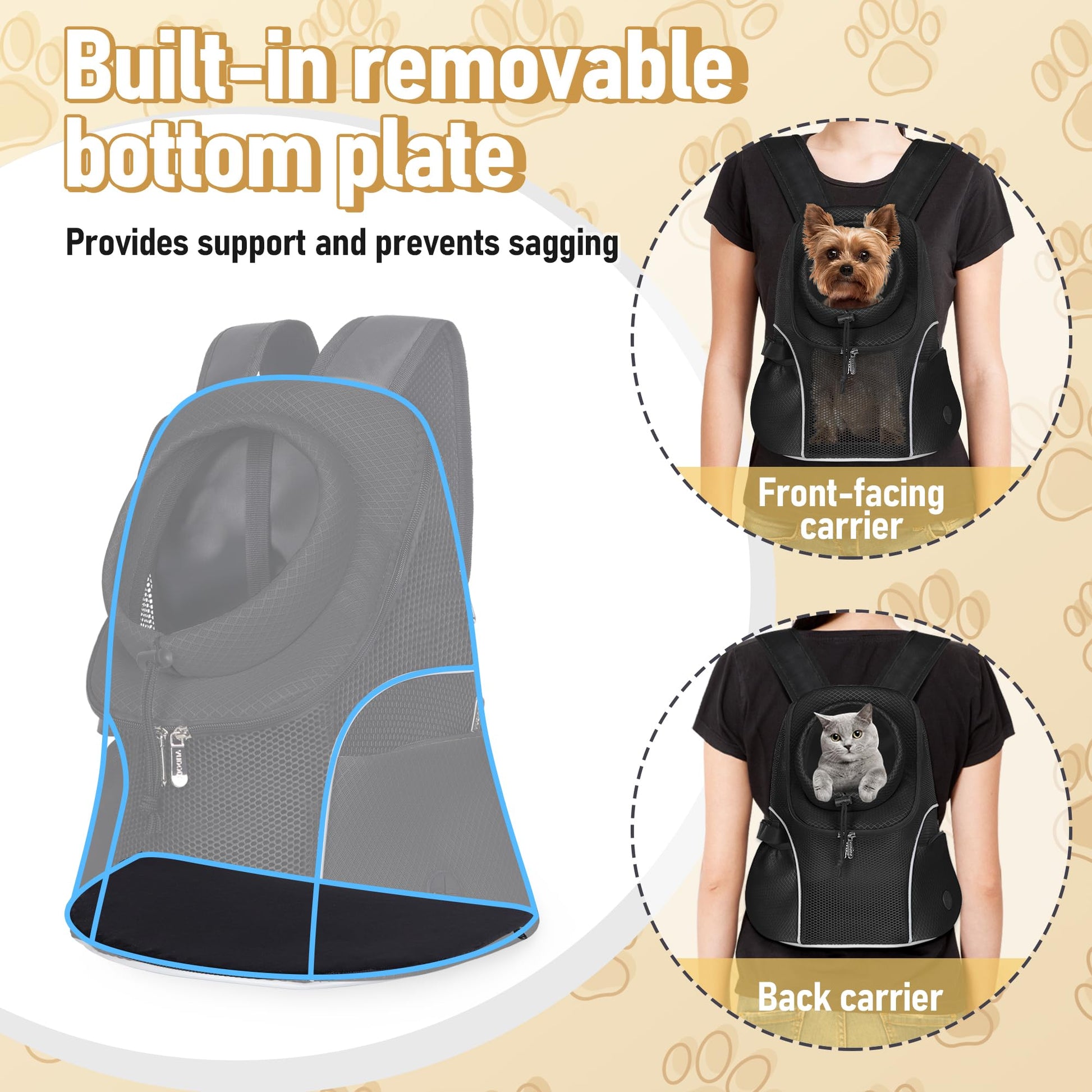 WOYYHO Pet Dog Carrier Backpack Small Dog Front Backpack Carrier
