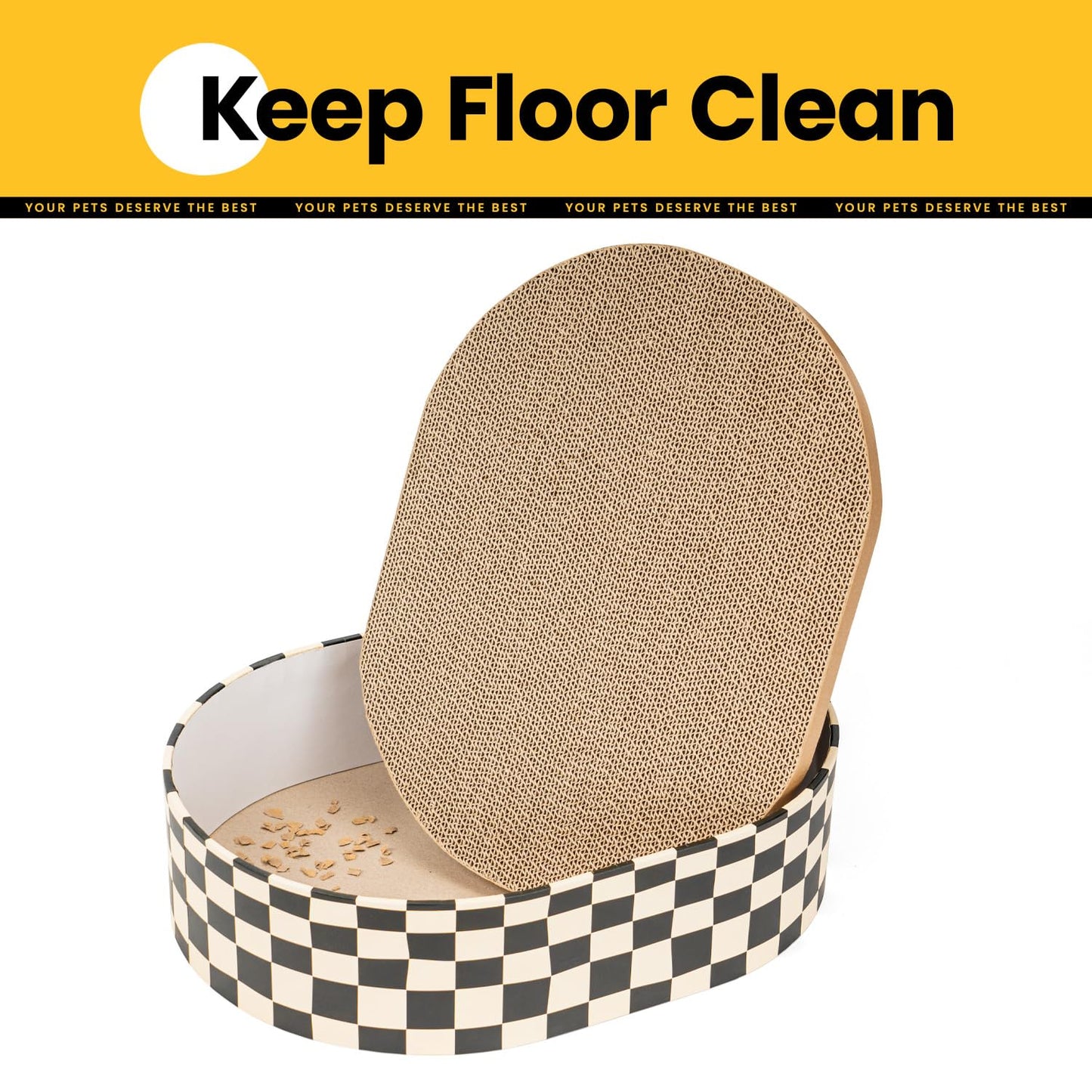 Conlun Cat Scratcher Box with 4 Cat Scratching Board Scratchers