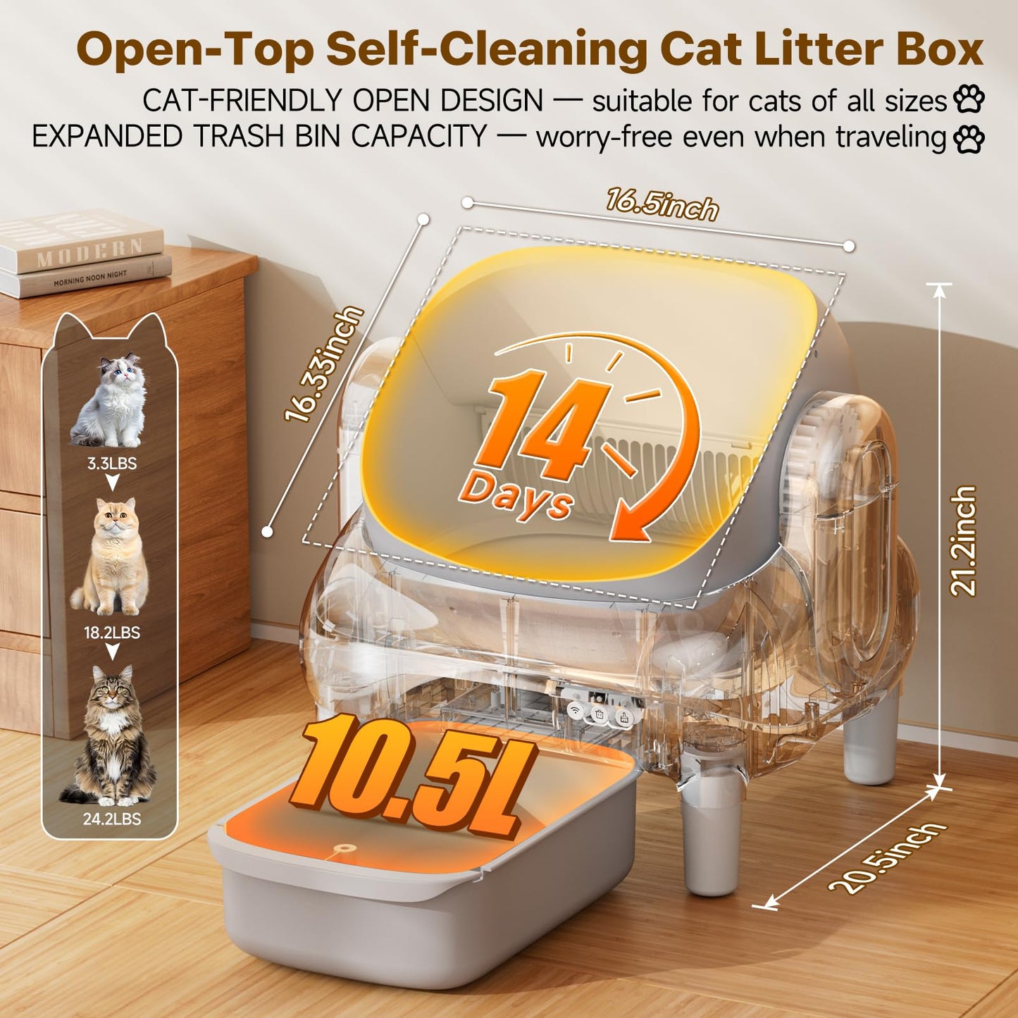 Hazrela Automatic Cat Litter Box,Self Cleaning Litter Box for Box