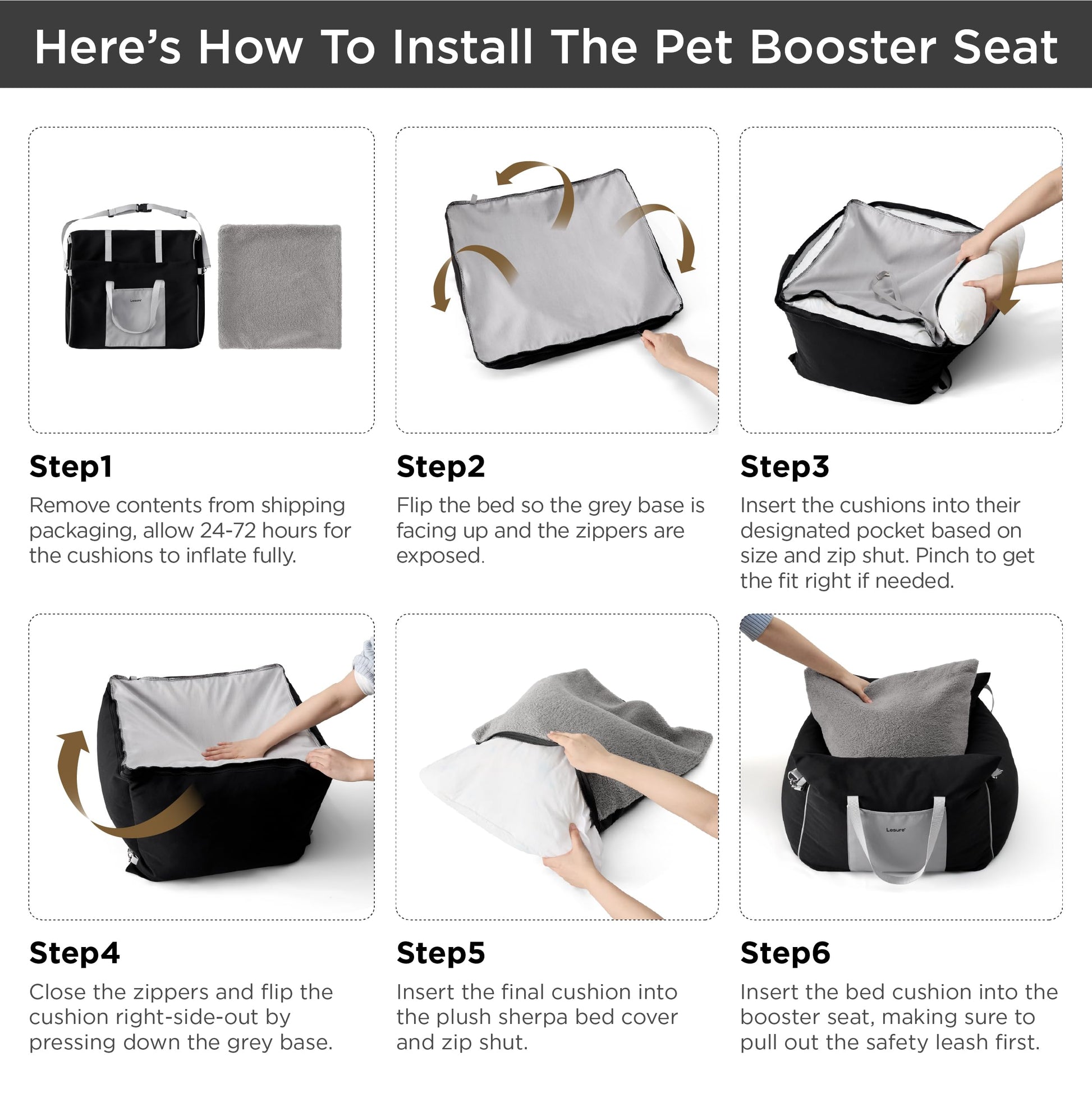 Lesure Small Dog Car Seat for Small Dogs Waterproof Dog Booster Seat