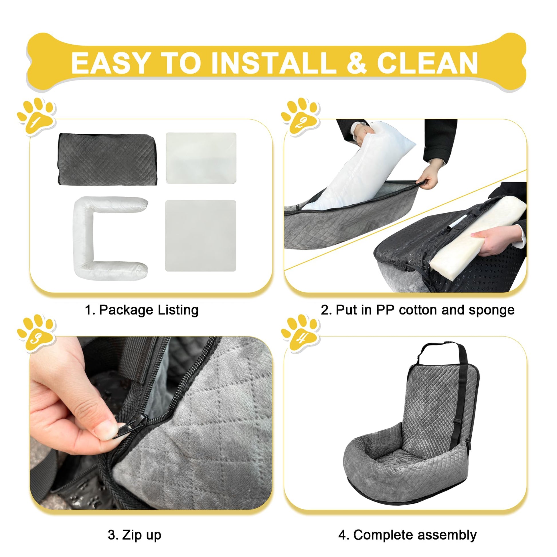 Dog Car Seat for Small Medium Dogs,Detachable Washable Travel Seat
