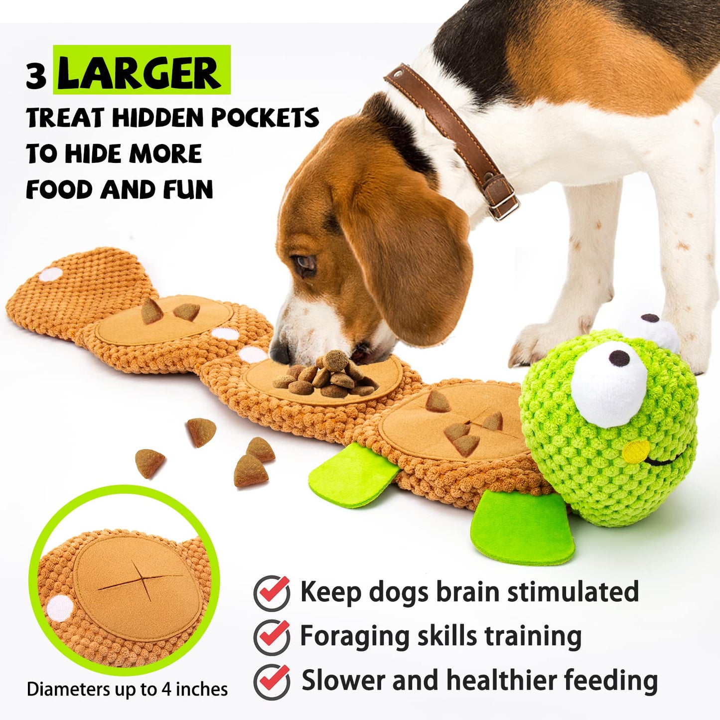 lilfrd Dog Puzzle Toys Enrichment Squeaky Crinkle Snuffle Treat Plush