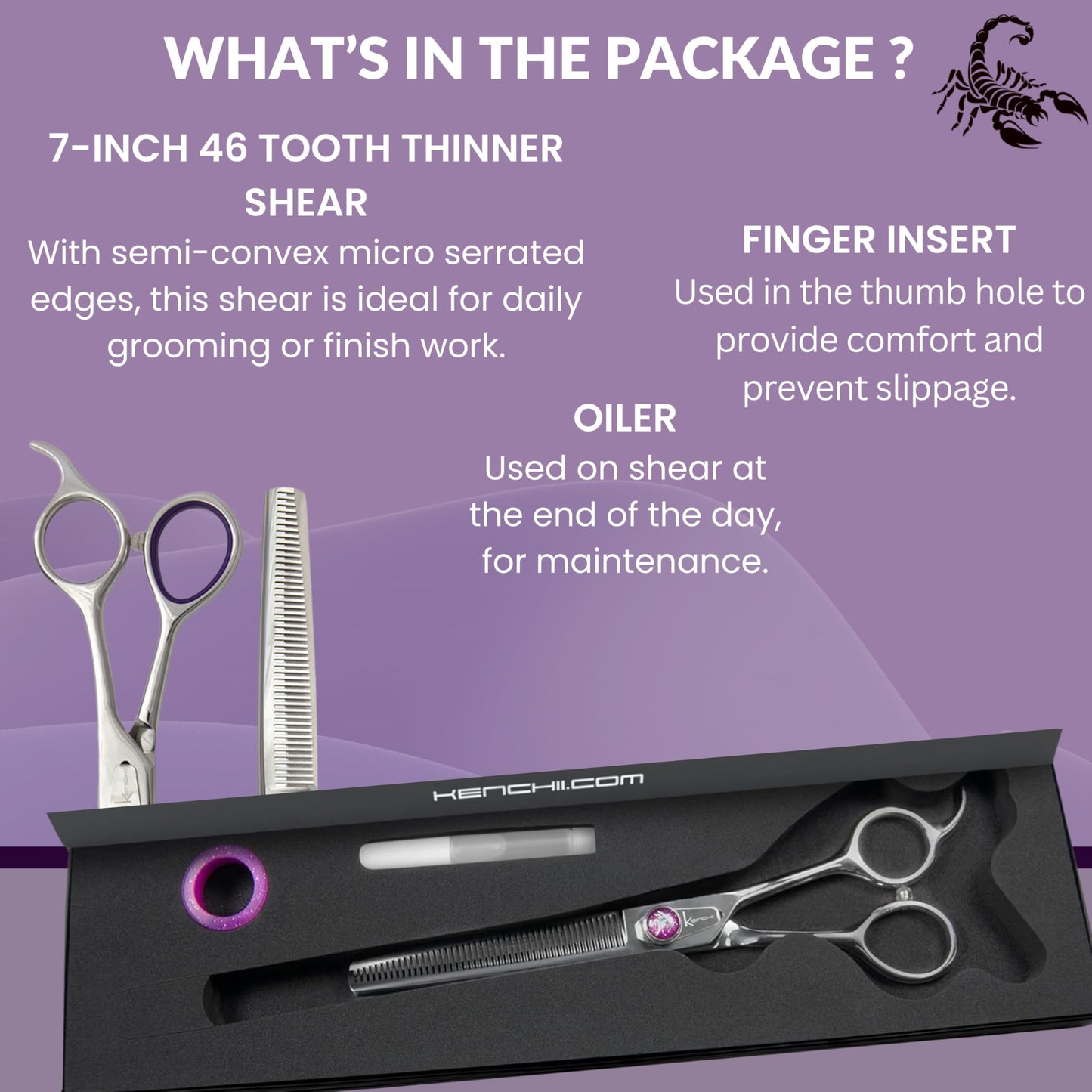 Kenchii Scorpion Dog Grooming Scissors, 46 Tooth Thinning Shears
