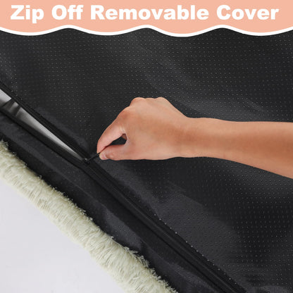 Bedfolks Plush Waterproof Dog Crate Pad, Removable Cover,Faux Crate