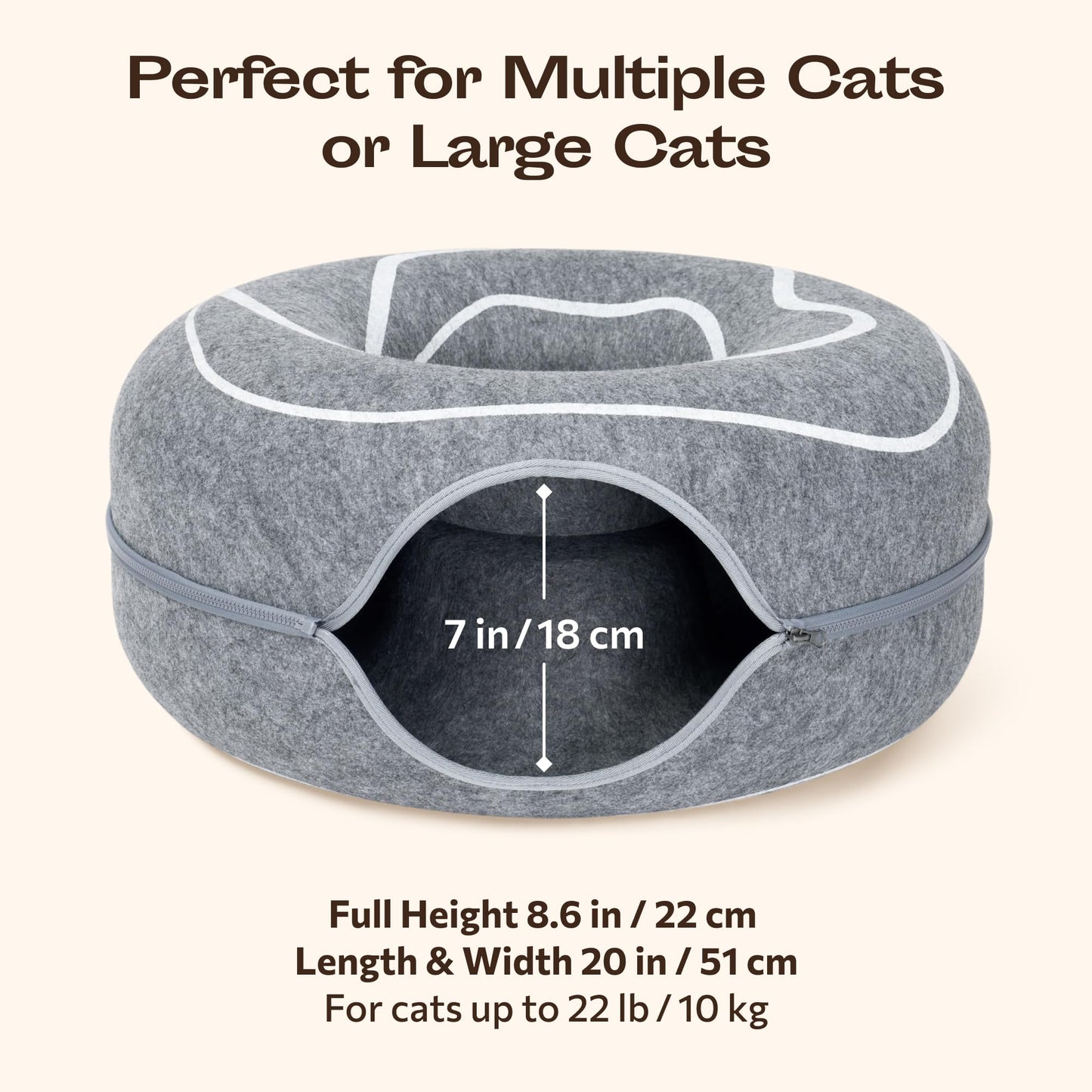 Peekaboo Cat Cave Donut Cat Tunnel Bed for Indoor Cats Cute Bed