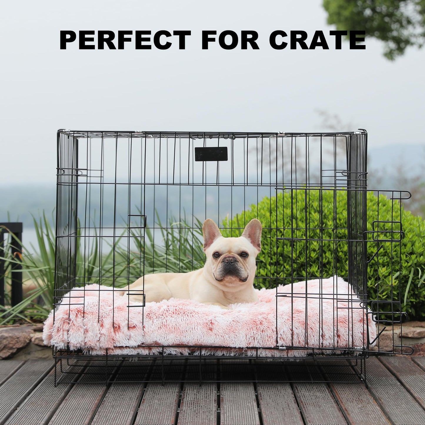 Bedfolks Plush Waterproof Dog Crate Bed with Removable Washable Bed