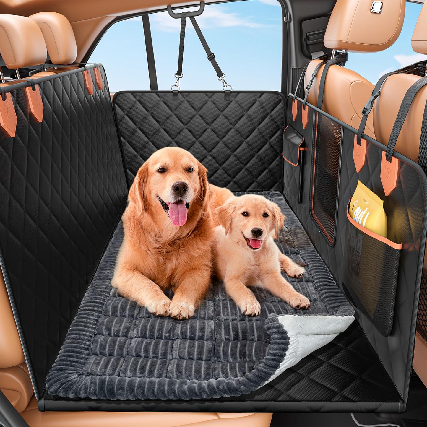 IJVAE Hard Bottom Car Seat Cover for Dog swith Removable Seat