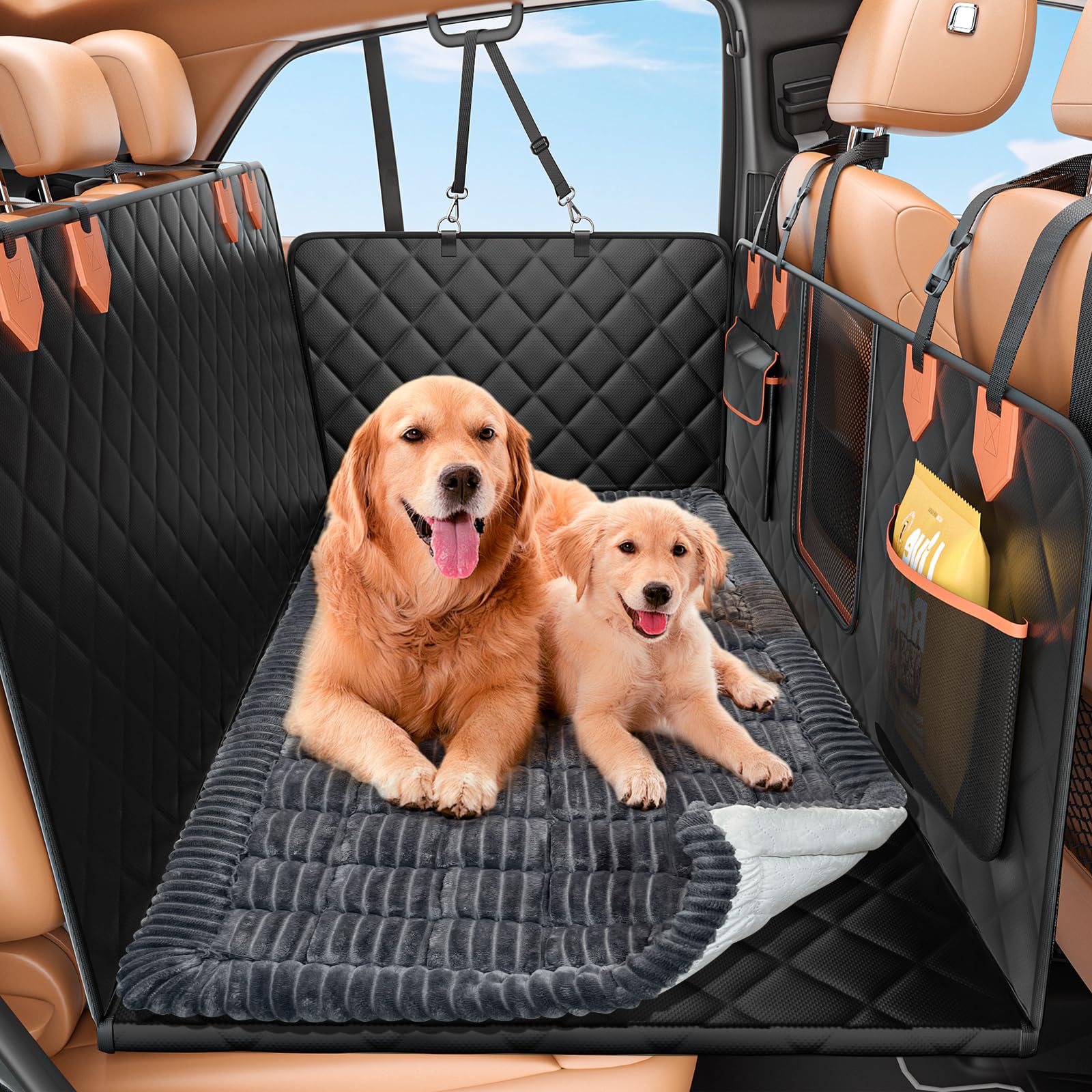 IJVAE Hard Bottom Car Seat Cover for Dog swith Removable Seat