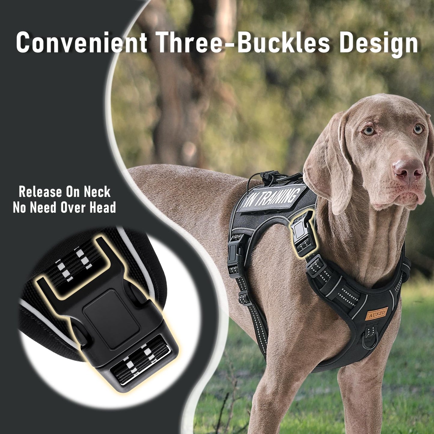 AUNZO Tactical Dog Harness for Large Dogs, for Golden Harness