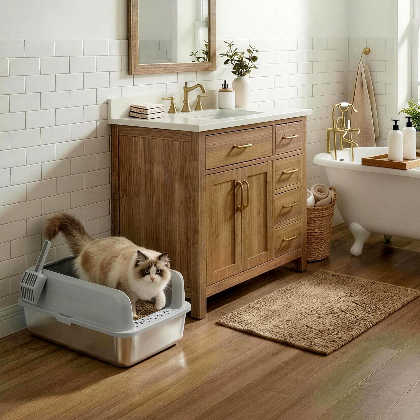 Lifewit Stainless Steel Litter Box for Kitty, Metal Cat Litter Tray